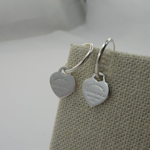 NEW Mini Heart Hoop Earrings Return to Tiffany & Co 925 Solid Sterling Silver - Picture 9 of 16